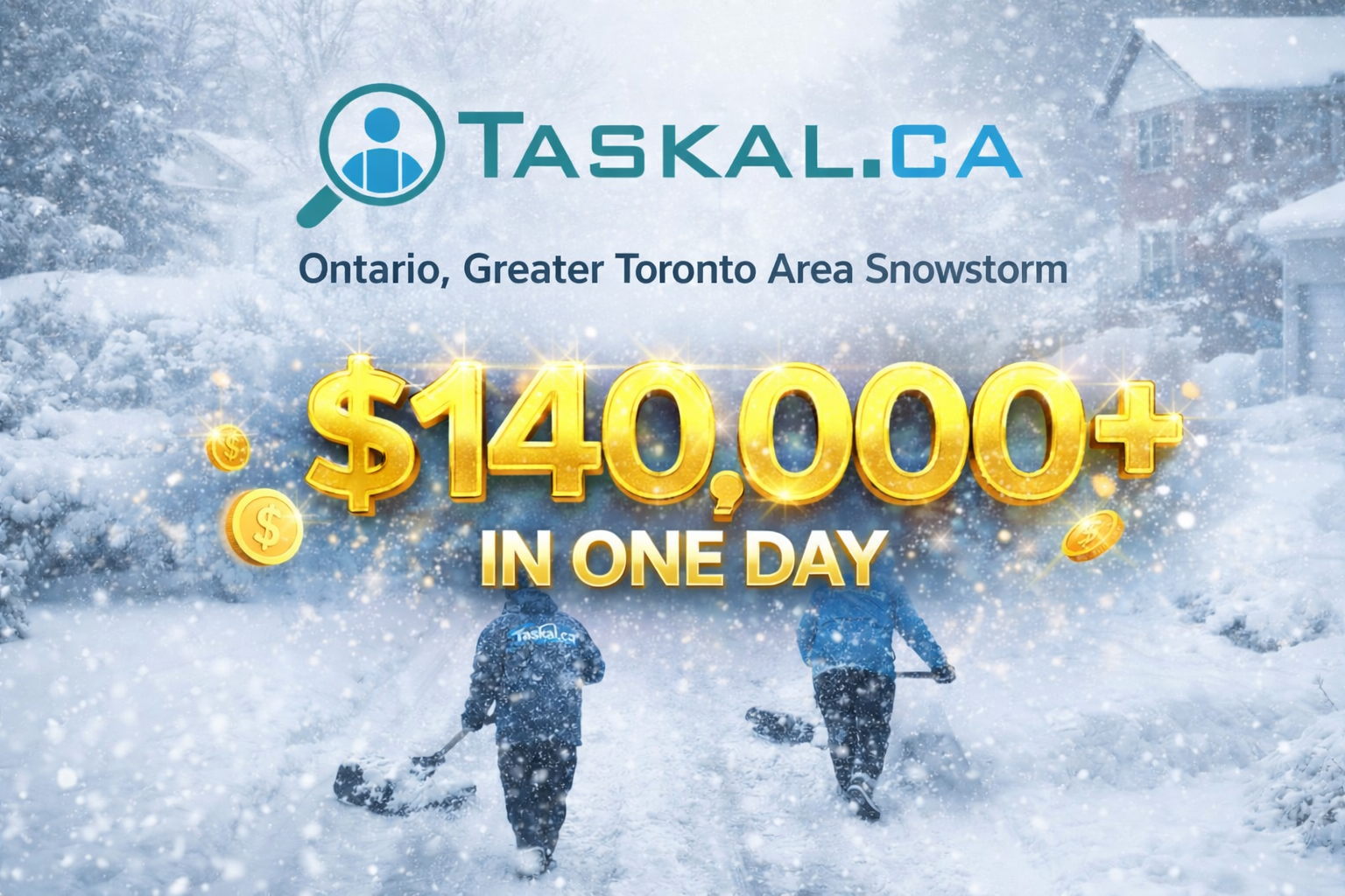 GTA Snow Storm January 2026 - Taskal.ca taskers clearing driveways across Ontario